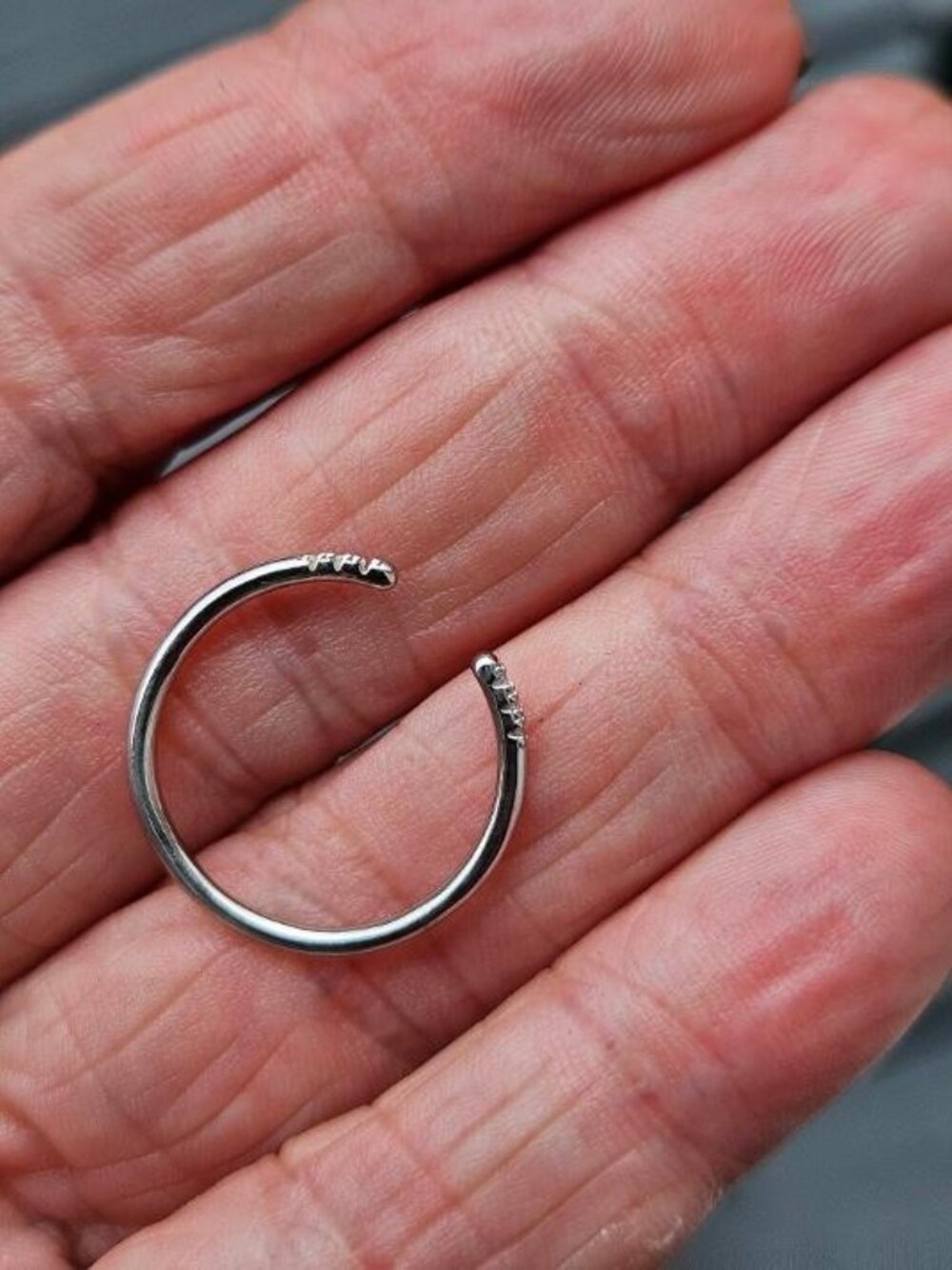 Silver Open Slim Stackable Ring - Picture 4 of 8